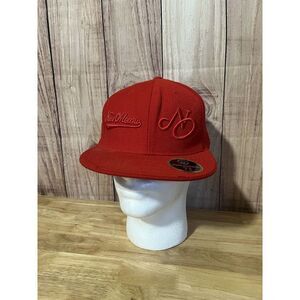 New Orleans Ahnor Headwear Solid Red Hat Fitted 7 3/8